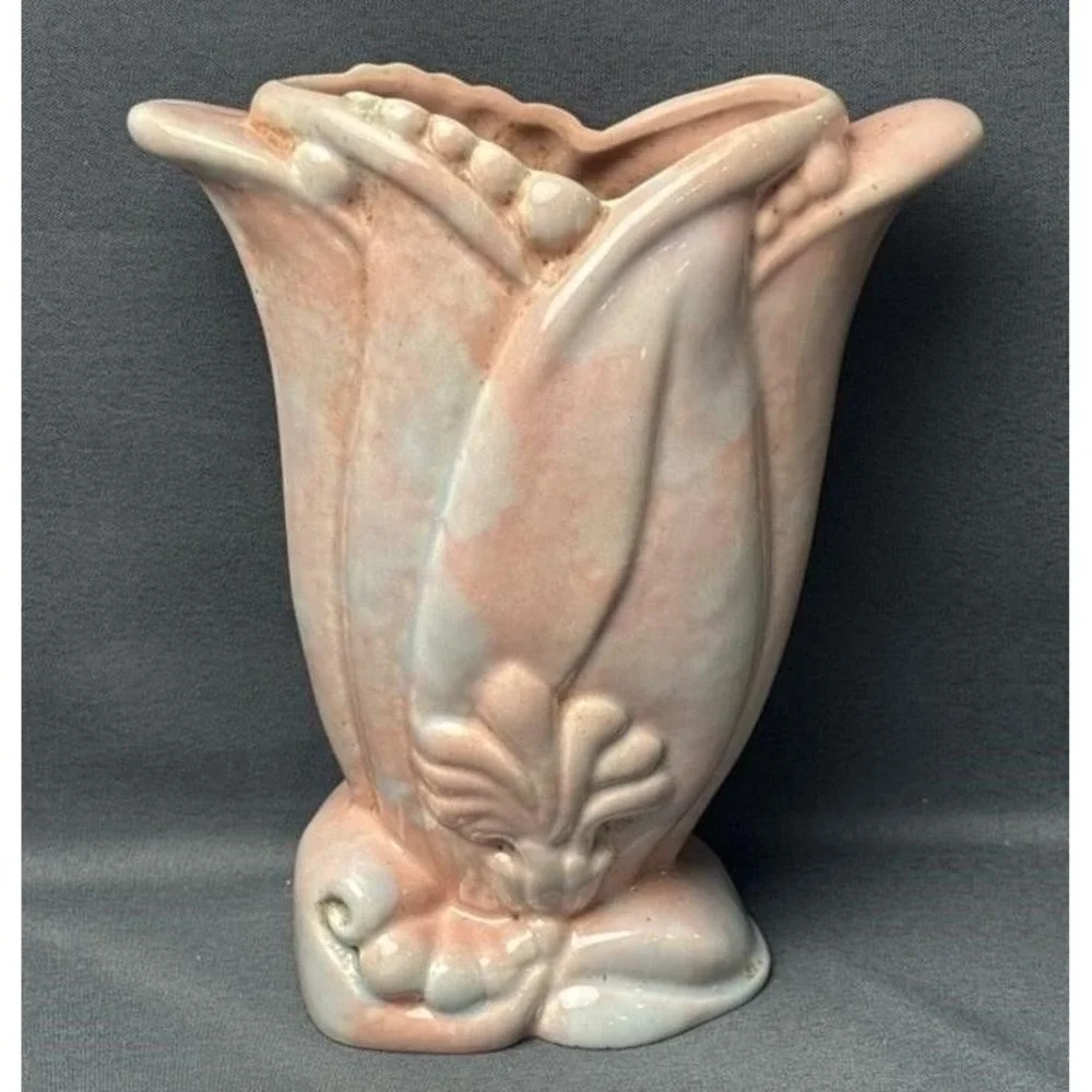 GONDER FLORAL VASE Pink‎ Vintage Mid Century Like McCoy Hull & Weller TULIP